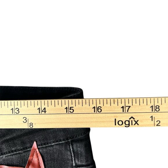 AMIRI Star Patch Jeans Black Leather Red Brown Size 32 Designer Denim USA Rare - Picture 5 of 16